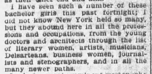 Professions of New York bachelor girls, 1894