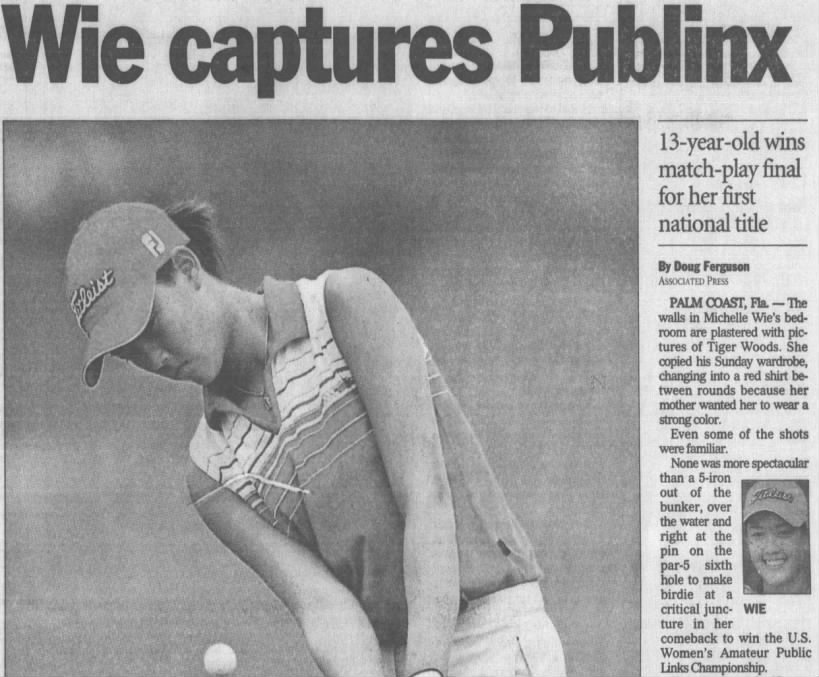 June 22, 2003: Hawaii's Michelle Wie, 13, becomes youngest player to win USGA adult event 