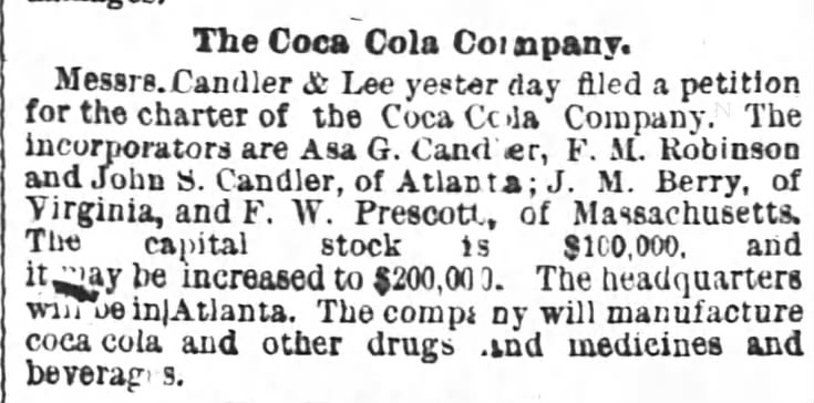 The beginnings of Coca-cola Company