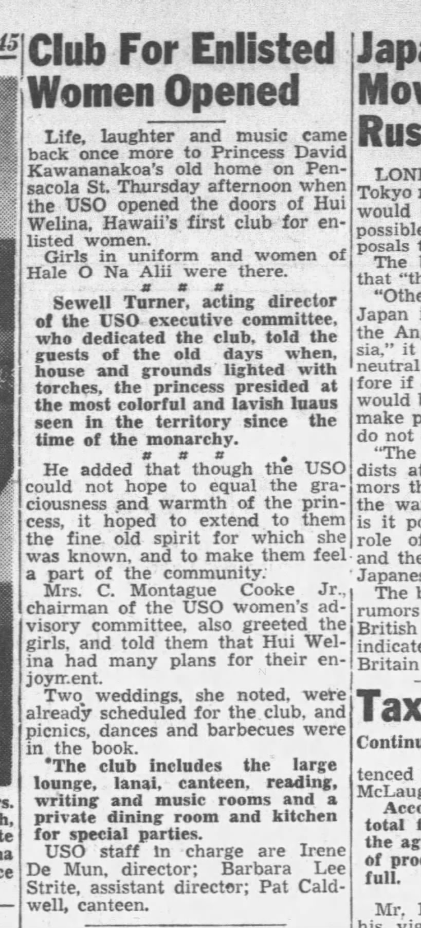 Womens EM club 1945 Honolulu