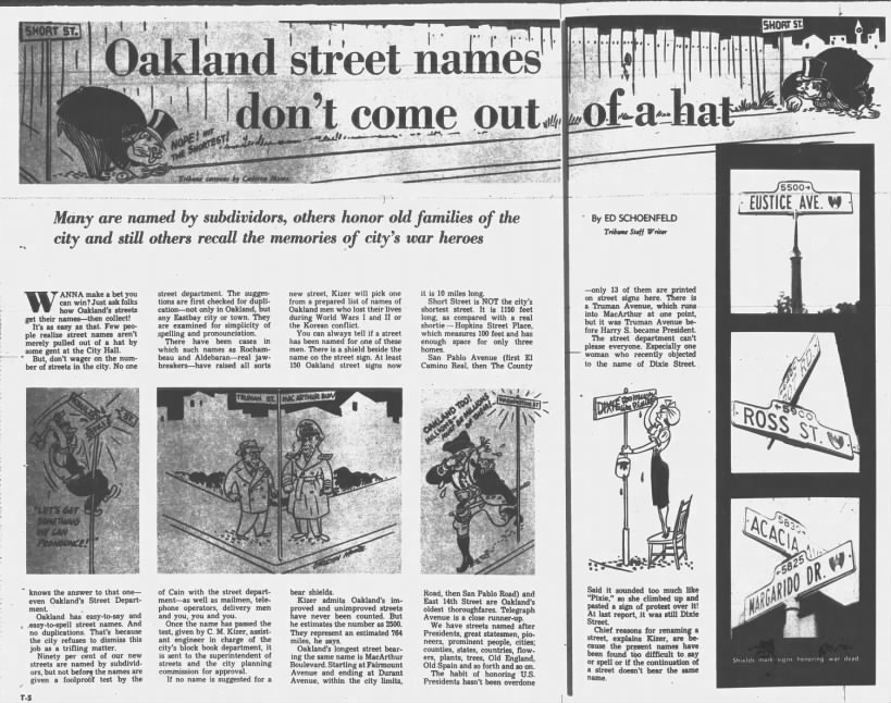Oakland street names don't come out of a hat.. Sep 06 1953