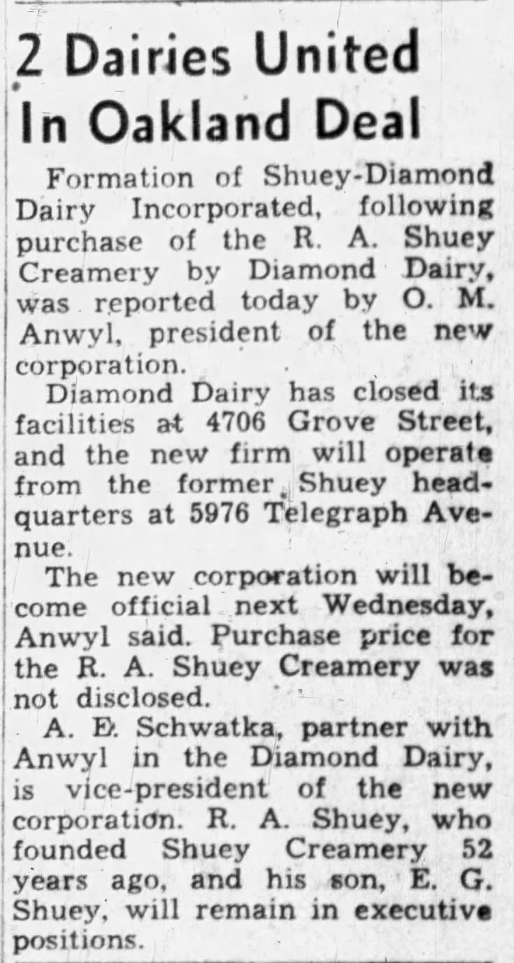 Shuey-Diamond Dairy formed