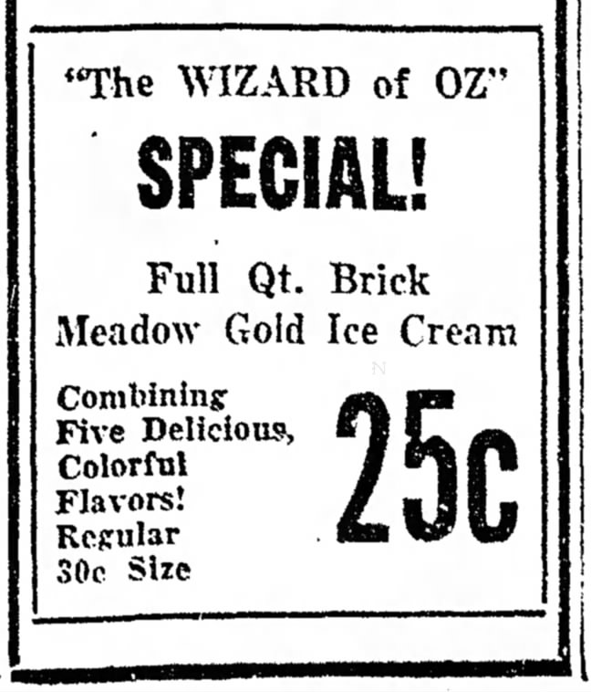 "Wizard of Oz" special on ice cream