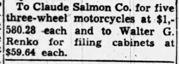 Claude Salmon -- contract for OPD motorcycles
