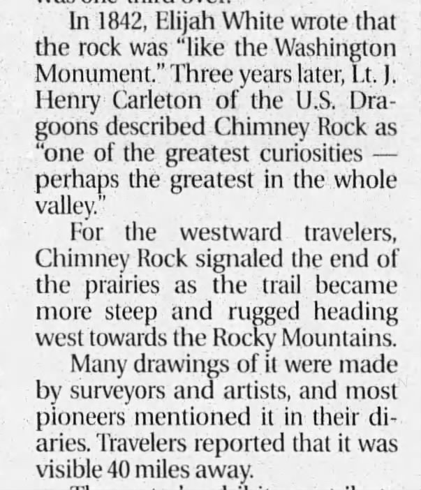 Emigrants journaled about Chimney Rock
