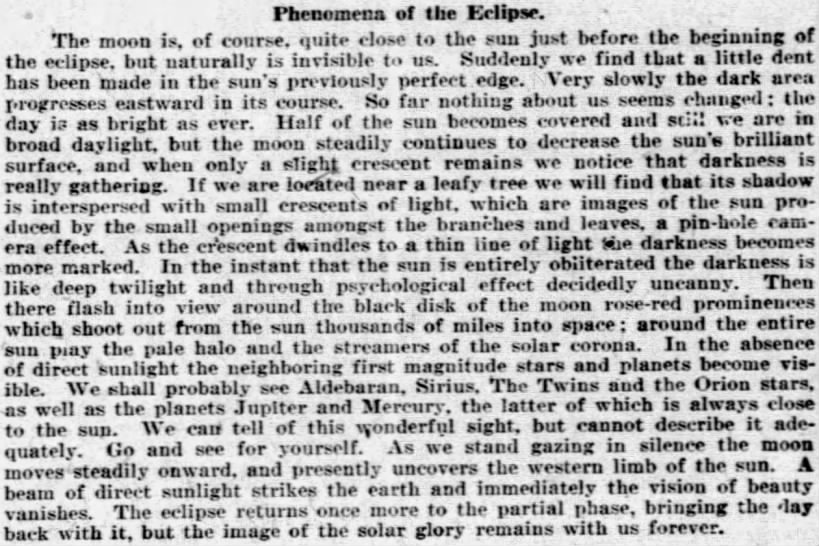A description of the approaching solar eclipse, 1918