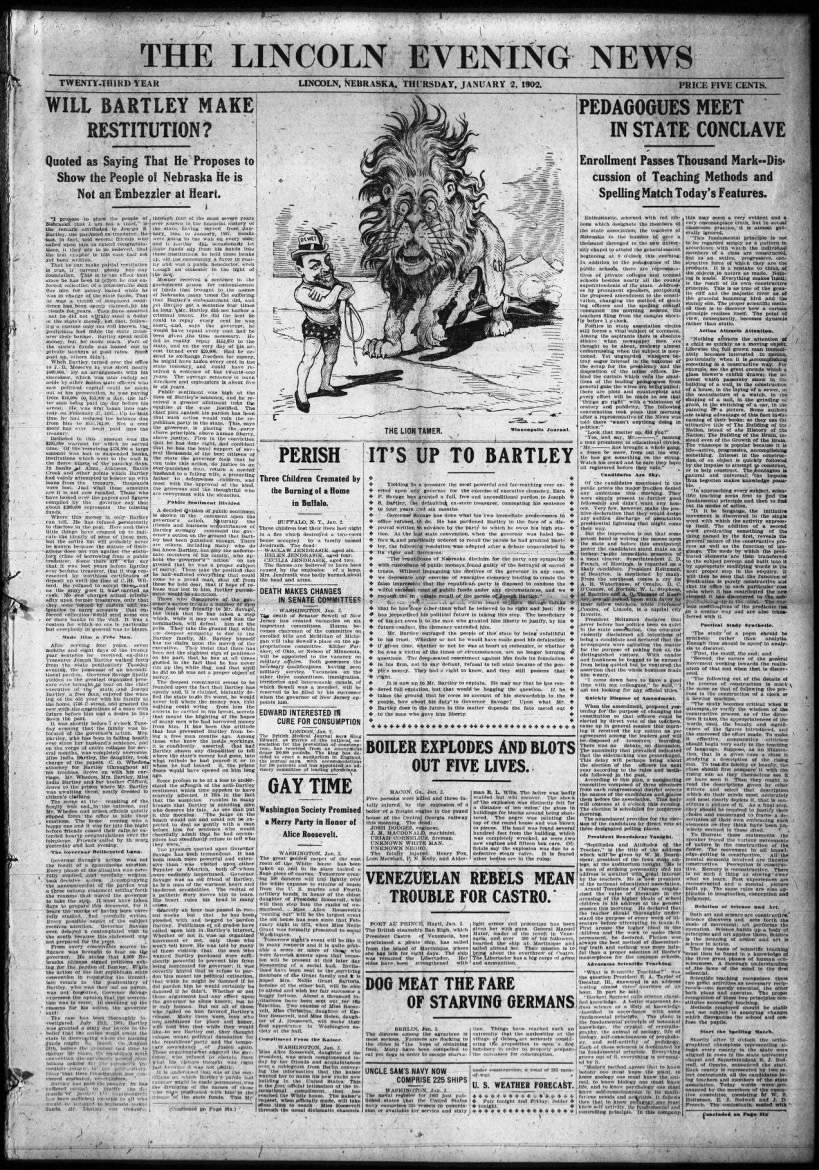 1902 issue of Lincoln Evening News
