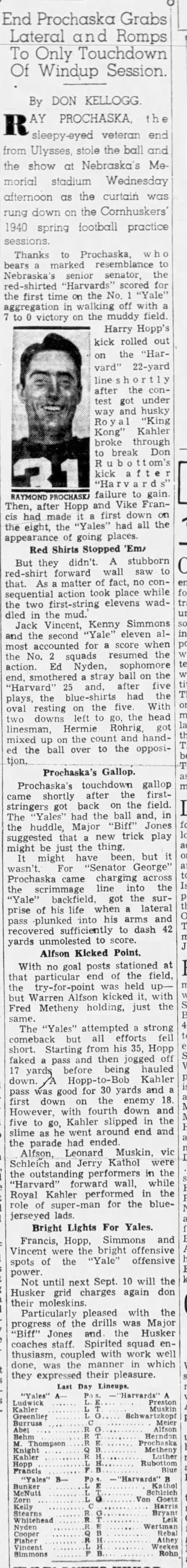 1940 Nebraska spring game Lincoln Star