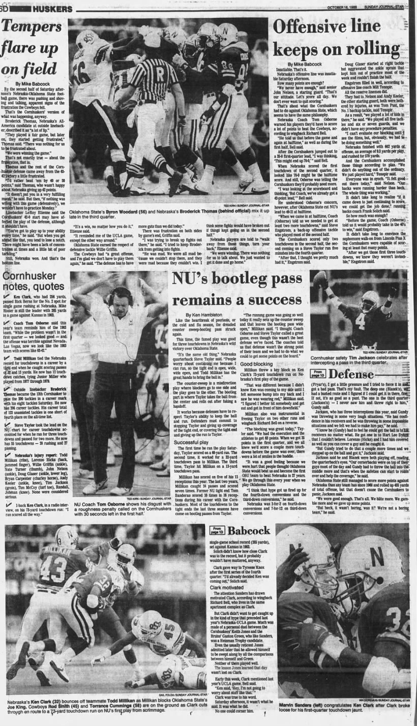 1988 Nebraska-Oklahoma State football, LJS2