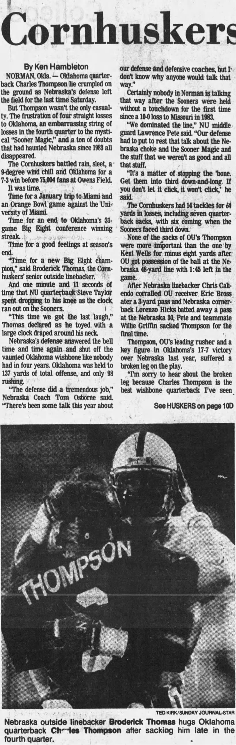 1988 Nebraska-Oklahoma football LJS1