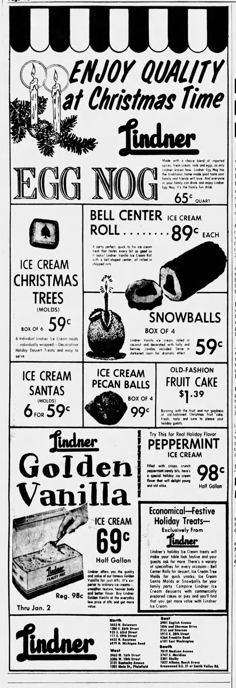 Christmas ice cream molds ("The Indianapolis News," 1965)