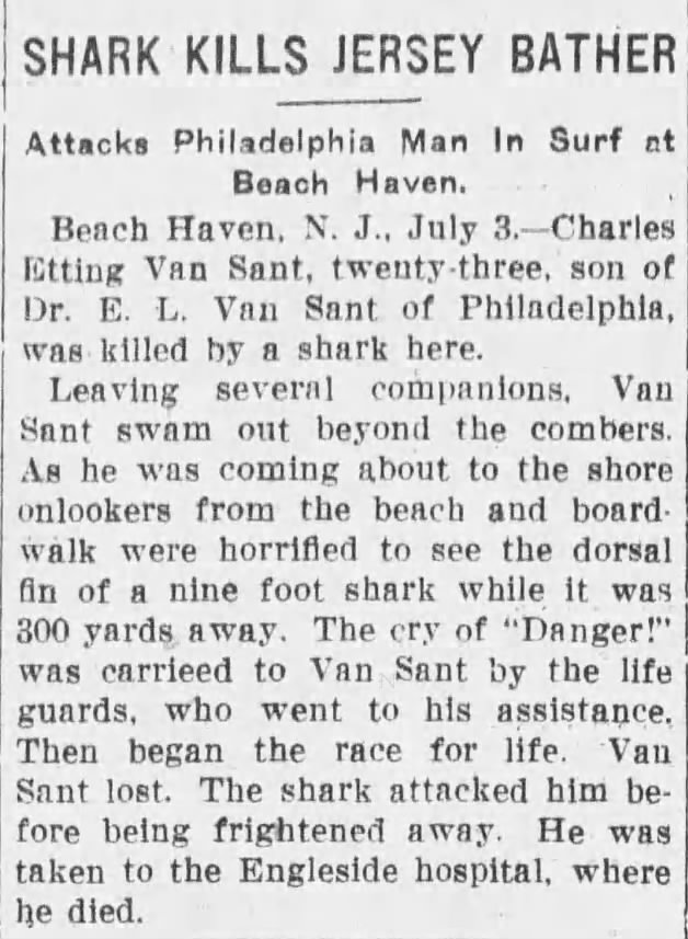 Charles Etting Van Sant killed in shark attack