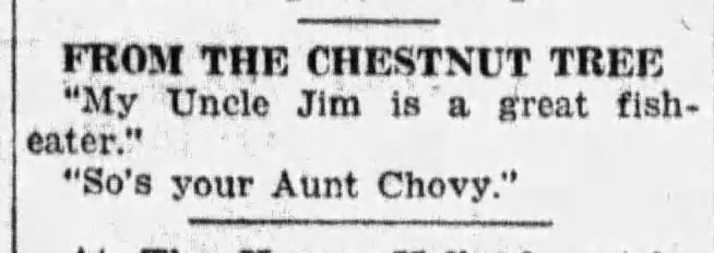 Aunt Chovy pun (1926).