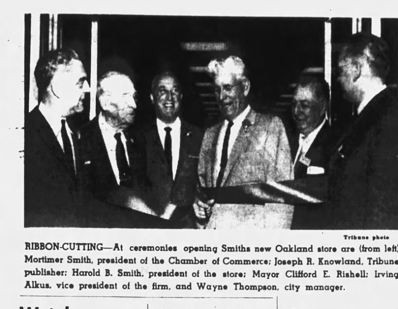 Ribbon Cutting New Oakland Store - Oakland Tribune May 23, 1958