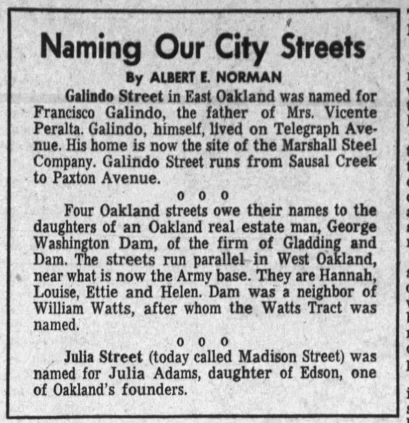 Naming Our City Streets -- Galindo, Hannah, Louise, Ettie, Helen, Julia