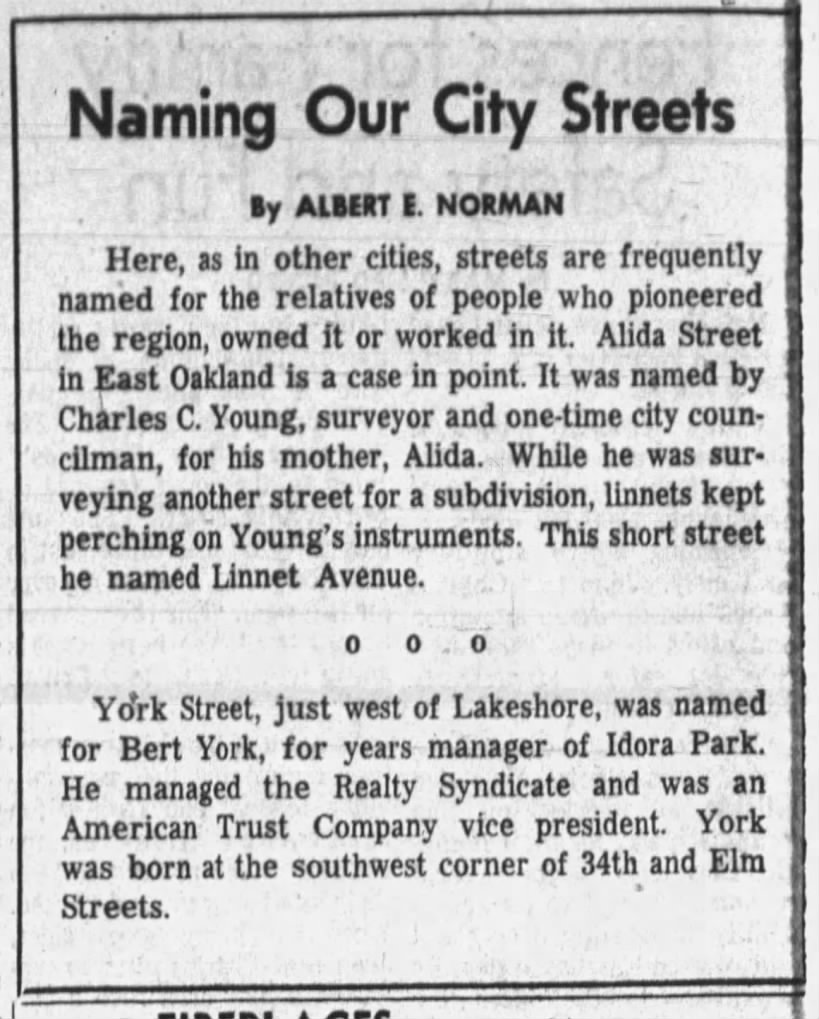 Naming Our City Streets -- Alida, York