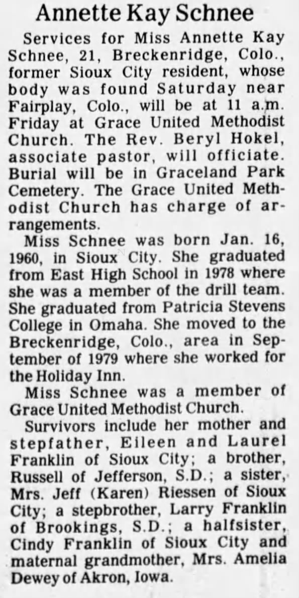 Obituary for Annette Kay Schnee