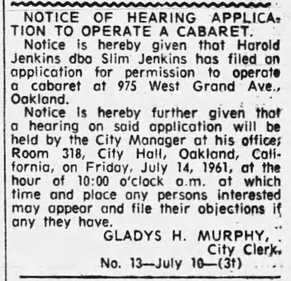 Slim Jenkins applies for cabaret license