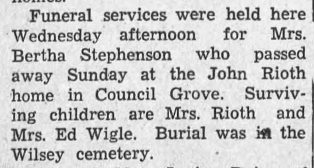 Funeral: Bertha Stephenson
