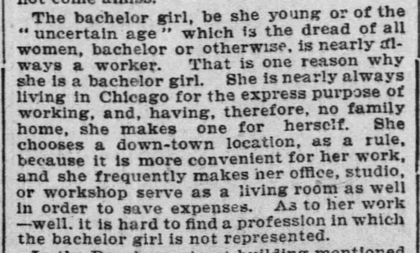 "Bachelor girls" move to the city for work, 1898