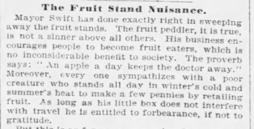 "An apple a day keeps the doctor away" (1896).