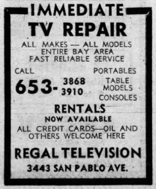 Regal Television -- 3443 San Pablo