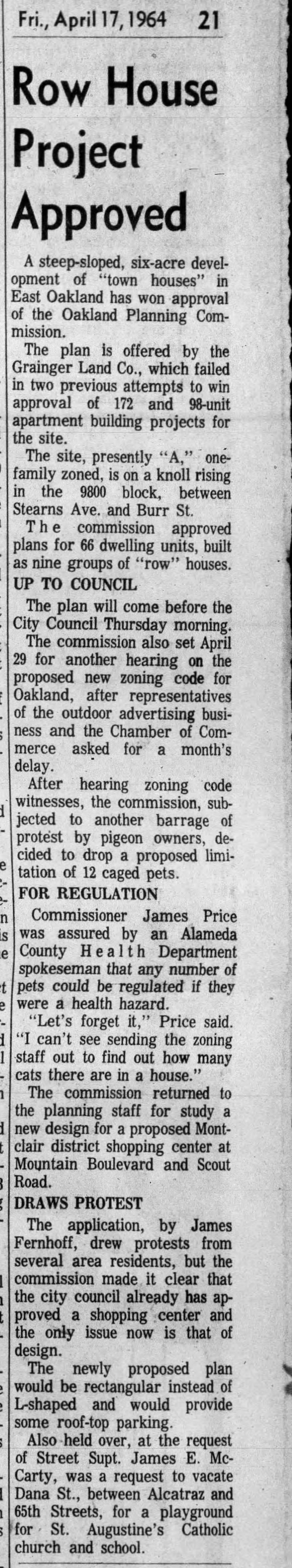 Row House Project Approved Apr 17, 1964