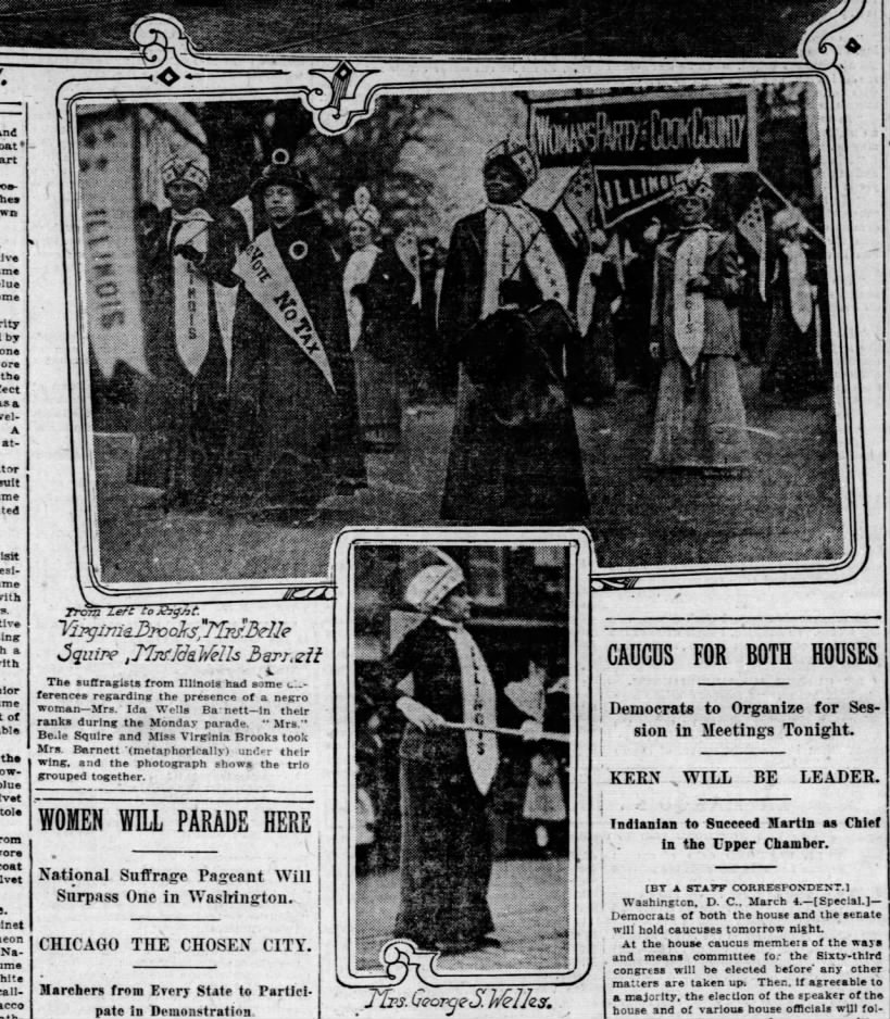 Ida B. Wells in suffrage march in 1913 Washington, DC