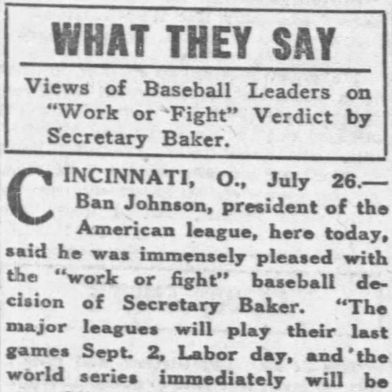 Chicago Tribune: Views of Baseball Leaders on 'Work or Fight' Verdict