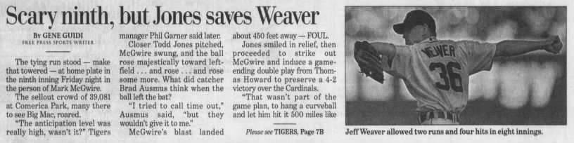 Sat 6/10/2000: Tigers' 1st interleague game at Comerica (pg 1 of 2)