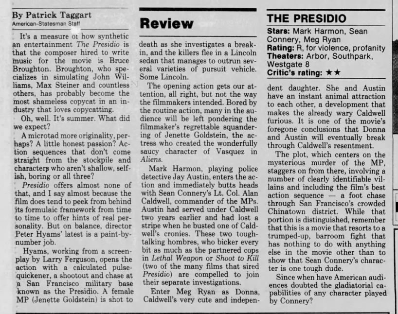 Austin American Statesman The Presidio review*