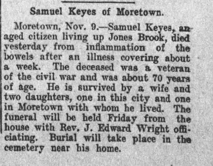 Obituary for Samuel Keyes