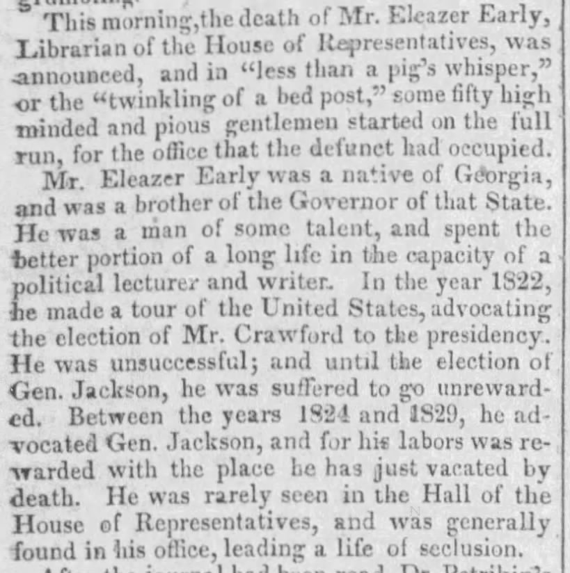 Eleazer Early (c1779-1840) Obituary