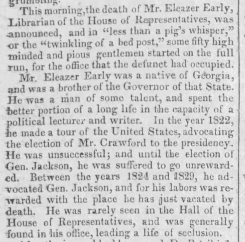 Obituary, Eleazer Early (c1779-1840)