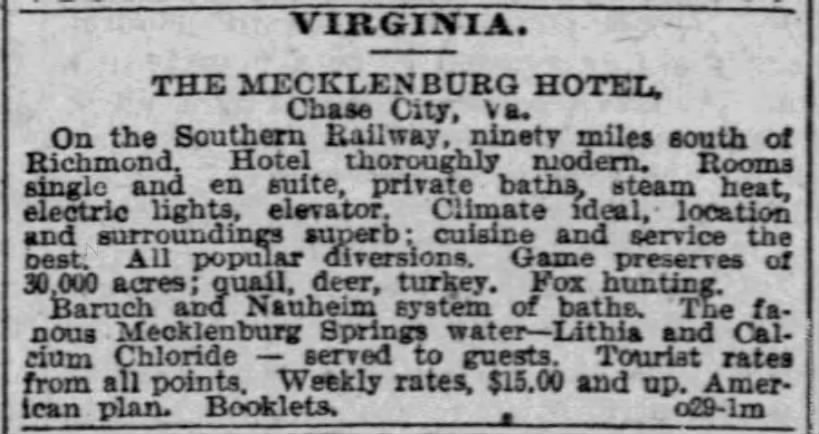 1907 Meckl hotel & rates