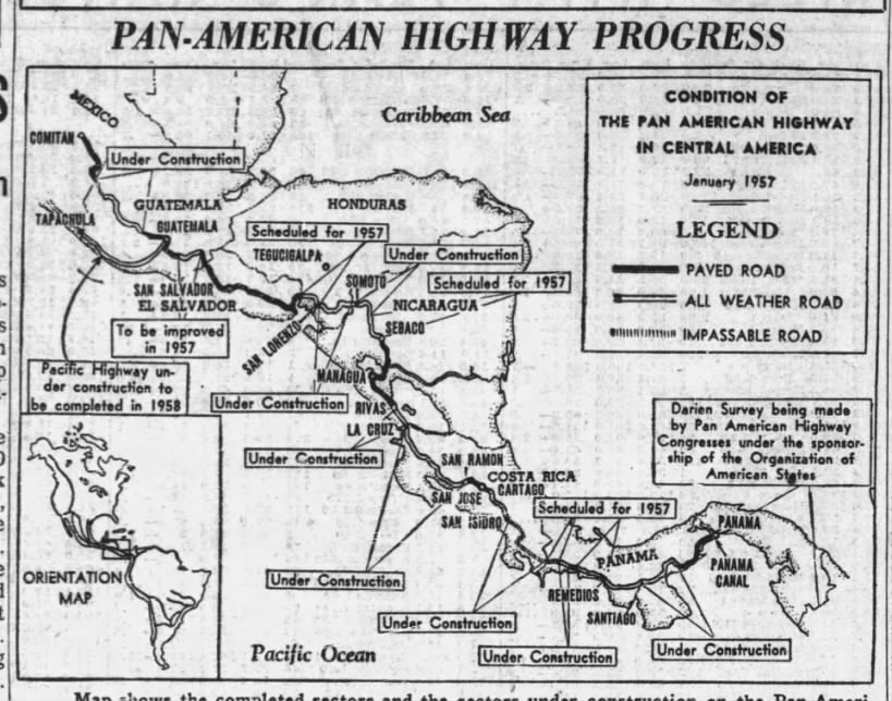 Chicago Tribune, 03 Feb. 1957, p. 55 - Pan-American Highway progress,