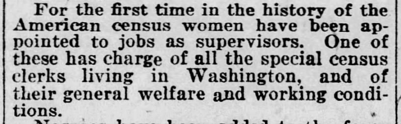 1920 census was the first time women appointed as census supervisors