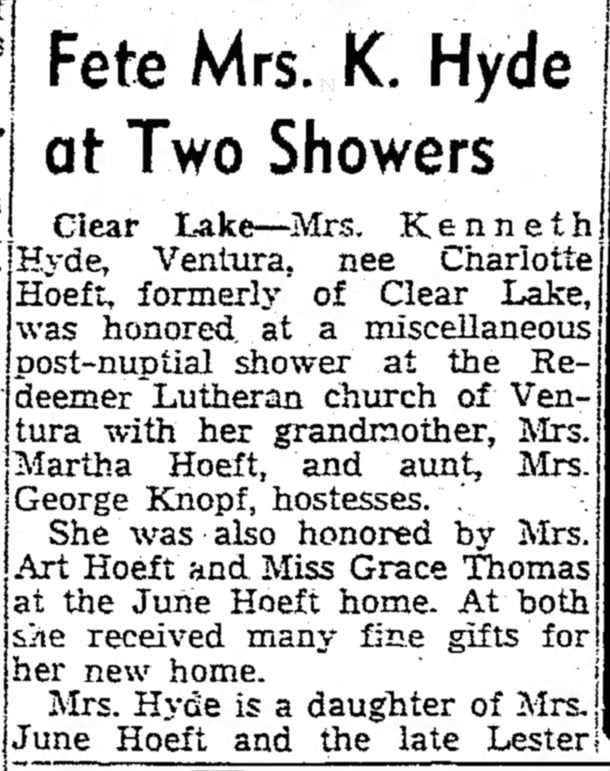 Bridal Showers: Hoeft - Hyde, part 1
