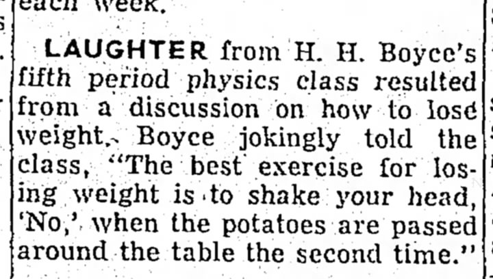 "Best exercise to lose weight is to shake head no" (1953).
