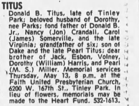 Obituary for Donald B. TITUS