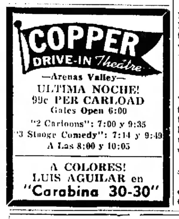 Copper Drive-In theater ad