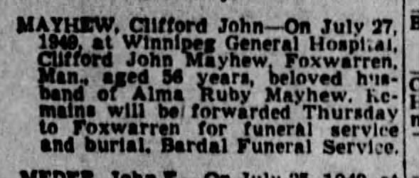 Obituary: Clifford John Mayhew (Aged 56)