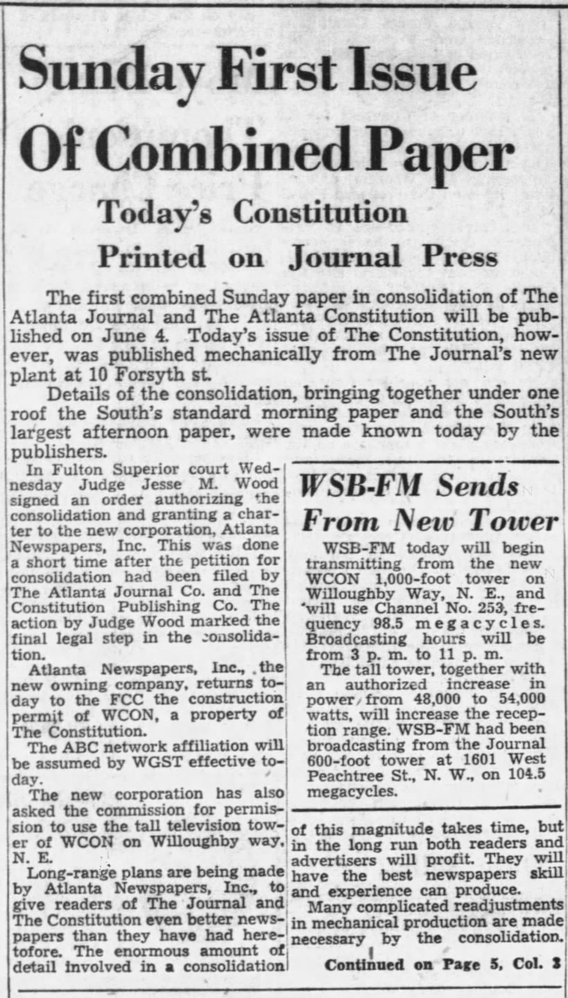 The Atlanta Constitution and The Atlanta Journal Merge