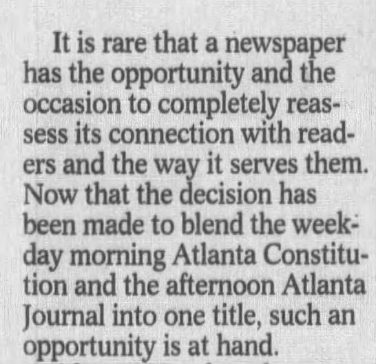 Atlanta Constitution and Atlanta Journal Combine Publication
