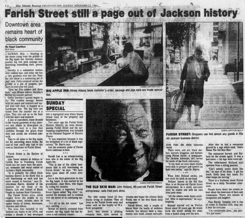 Big Apple Inn and Farish Street, Jackson, MS (1984).