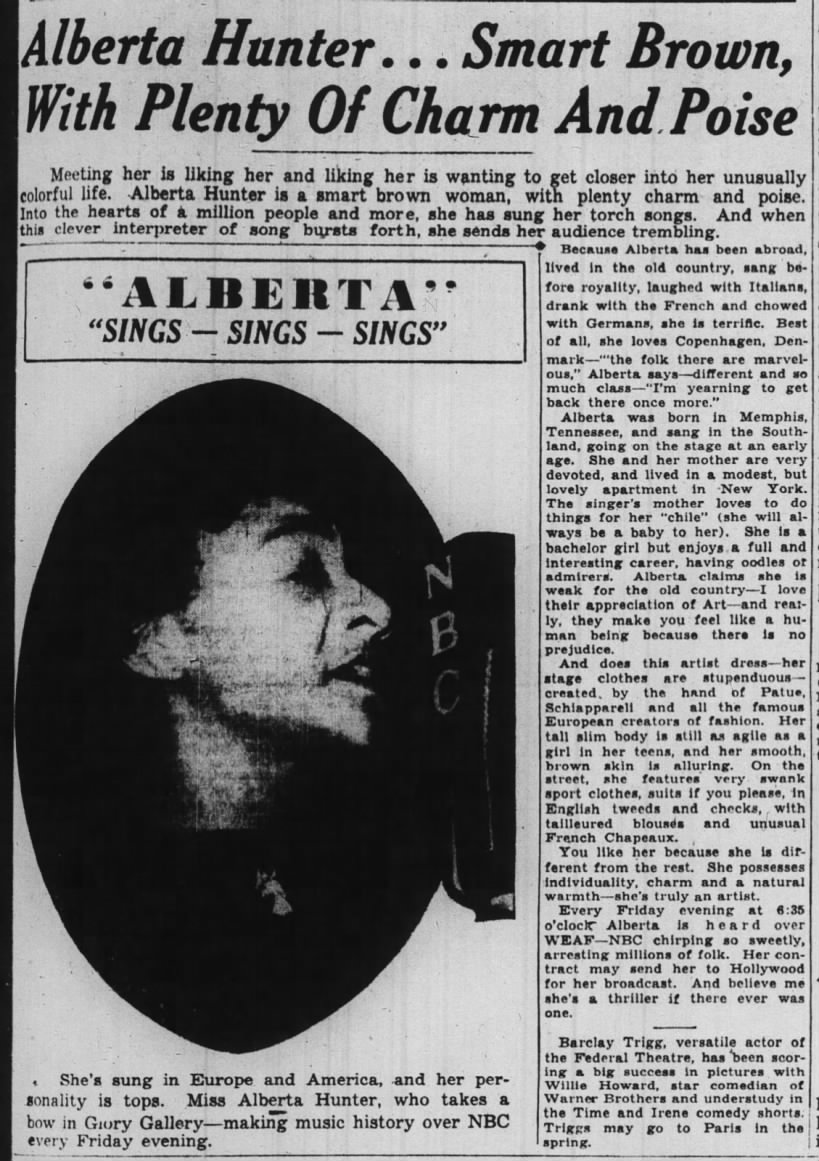 Alberta Hunter, bachelor girl 1938