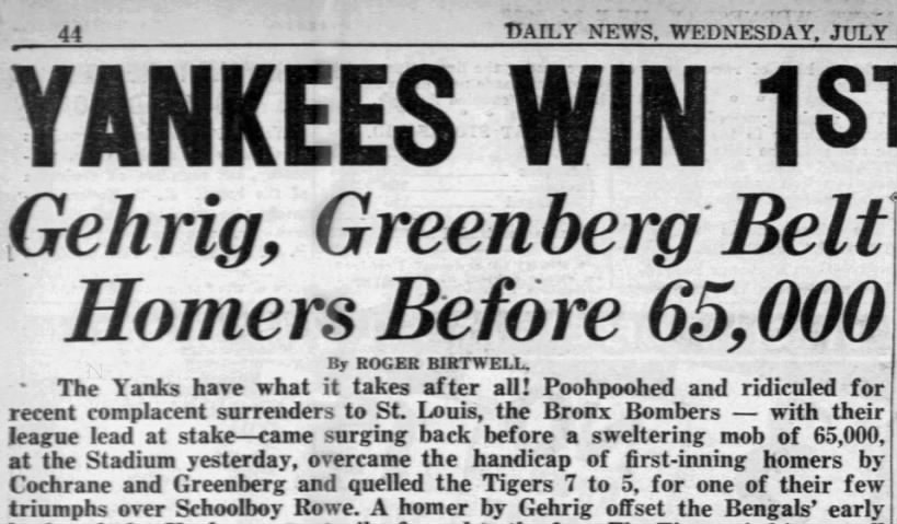 Bronx Bombers=Yankees (1935).