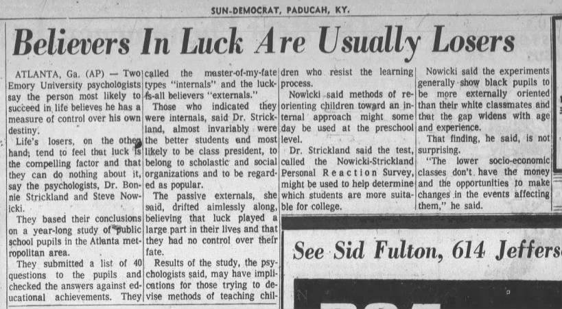 "Luck is for losers" (1970).