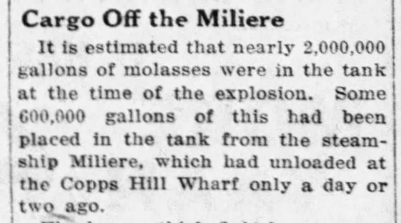 Molasses tanks filled days before the explosion during the Great Molasses Flood