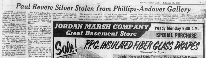 Paul Revere Silver stolen (18 Feb 1968)